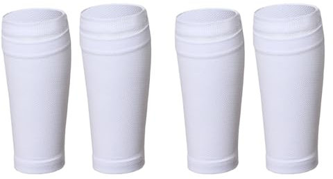 2 Paar Fußball Schienbeinschoner Socken,Anti-Rutsch Ärmel Schienbeinschonerhalter Stutzenhalter Fußball Socken für Kinder Erwachsene Anfänger(Weiß)
