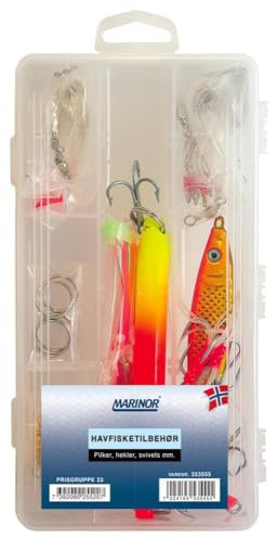 Marinor Meeresangel-Zubehörset, Box mit Pilkern, Wirbeln und Vorfächern, 27x18x4cm