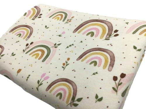 Baumwolljersey | Fräulein von Julie | verschiedene Designs | Ökotex | ab 50 cm | Meterware (Regenbogen, creme)