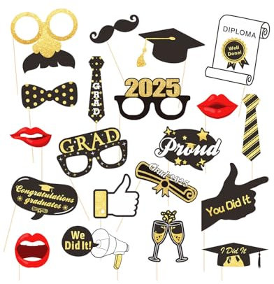 ZEXIJOW 20 Foto-Requisiten für die Abschlussfeier,Accessori fotografici divertenti,Accessori di laurea,Decorazione fotografica per feste