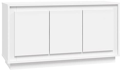 Makastle Buffetschrank mit Stauraum, Sideboard Aufbewahrungsschrank Aufbewahrungsmöbel Standschrank Beistellschrank Flurschrank, Weiß 102x35x55 cm Holzwerkstoff
