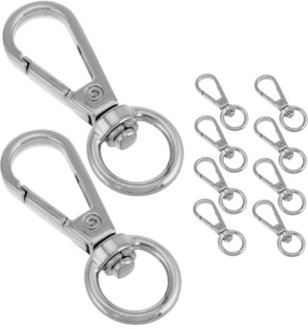 VILLFUL 10 Piezas Hebilla de cordón de teléfono móvil clip giratorio para llavero gancho de seguridad broche de llavero mosquetones cierre de cordón de clip de llave Metal Plata