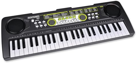 Bontempi | Digital-Keyboard 49 Tasten, 35 Voraufgenommene Songs, 100 Klänge, 100 Rhythmen, Metronom und Transposer-Funktion, 52,6x18x4 cm