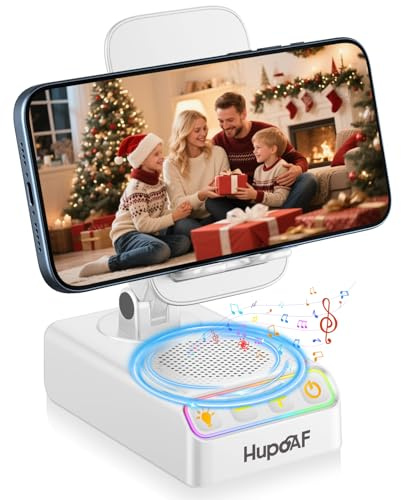 Hupoaf Gifts for Men Women, Birthday Gifts for Men, Phone Stand with Bluetooth Speaker,Stocking Stuffers Gadgets for Men, Gift s for Christmas,Ideal for Dad Mom Husband Boy,White