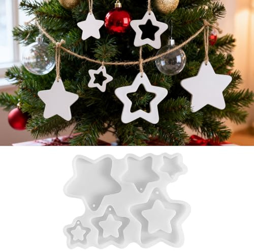 Silikonformen Gießformen Stern Anhänger, Sterne Silikonform Weihnachten, Stern Anhänger Gießform, Epoxidharz Formen Weihnachten Gipsformen zum Gießen für Bastelarbeiten