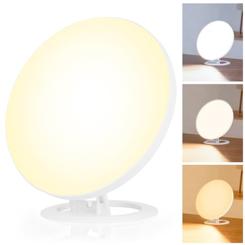 AOOWU Lámpara de Luminoterapia de 30.000 Lux, Atenuación Continua de 10 Niveles Lámpara de Luz Diurna con Soporte Plegable y Diseño de Gancho, Luz de 3 Colores Diurna Portable Mejora Estado de Ánimo