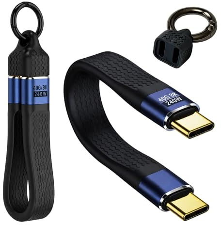 CanQuanSWZX 240W USB C Kabel Kurz, 13 cm, 40Gbps Datenübertragung, 8K Videoübertragung, Schnelllade-Adapter für Laptops, Tablets und Smartphones