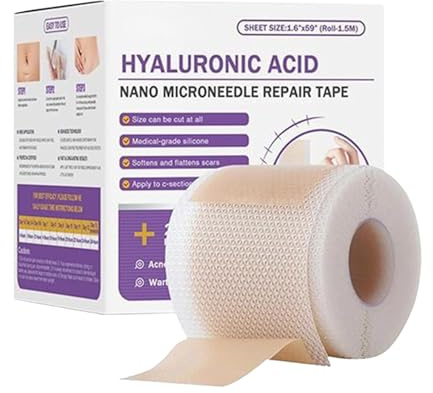 Ruban Microneedle Réparateur – Patchs en Silicone à l’Acide Hyaluronique pour Cicatrices, Doux & Confortables, Anti-Rides pour Types de Peau, Bandes de Réparation Cutanée, 30g