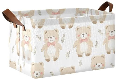 Mnsruu Teddy Bears Storage Box Basket for Shelves Large Storage Bin Cube Waterproof Organizer Closet Clothes Bedroom