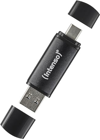 Intenso Flex Line 32 GB Dual USB-Stick 3.2 Gen 1x1 mit USB-C & USB-A | OTG Speicherstick für Smartphone, Tablet und PC - 70 MB/s Lesegeschwindigkeit - Robustes Aluminiumgehäuse in Schwarz