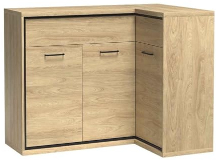 Masseno Kommode Syndra 127,5 cm Sideboard mit Schubladen und 3 Türen für Wohnzimmer Schlafzimmer Modern 127,5x41x101 cm Eichefarben