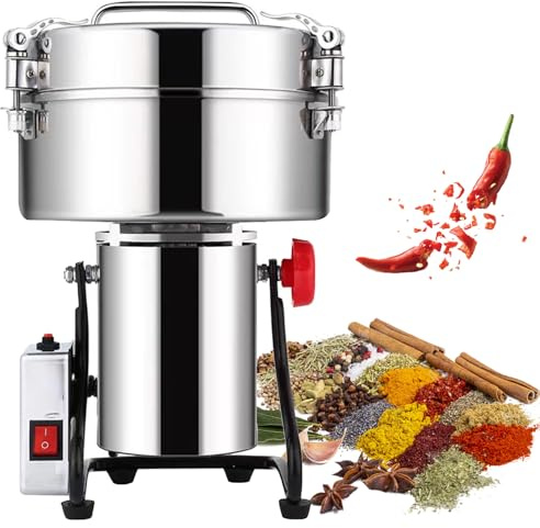 Electric Grinder 3000g, Stainless Steel Grinder with Commercial Motor, 270° Swing, Overload Protection, for Nut Herb Spice Cereal Sesame