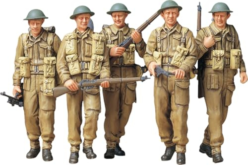 Tamiya 300035223-1:35 WWII Figuren-Set Britische Infanterie Patrol, 5 Soldaten, Grau