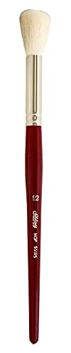 Silver Brush Limited Silver Mop White Round Oil Paintbrush, Size 12 | Acrylic, Watercolour, Pastels, Charcoal, Short Handle, Flagged Bristle, Soft Natural Goat Hair, Wash, Blending, Softening