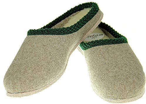 Original Erzgebirgische Filzschuhe - Walker-Filzpantoffel (Größe 43, Schuhsohle aus Filz (graue Filzsohle))