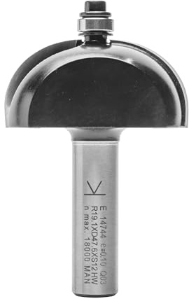 ENT 14744 Hohlkehlfräser HW, Schaft (S) 12 mm, Durchmesser (D) 47,6 mm, NL 22,2 mm, R 19 mm, SL 40 mm, mit Kugellager