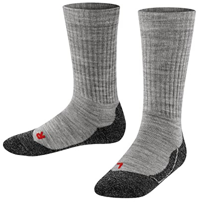 FALKE Unisex Kinder Socken Active Warm K So Wolle Funktionsmaterial dick atmungsaktiv einfarbig 1 Paar, Grau Mid Grey Melange 3530, 19-22