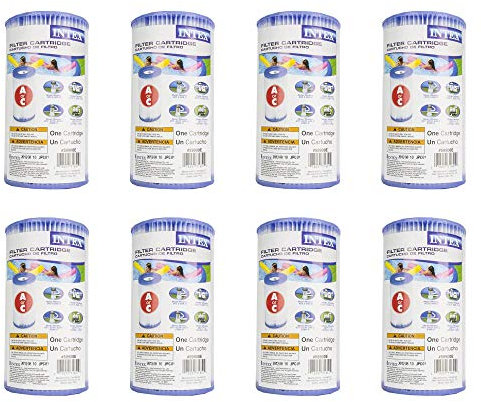 Intex Pool Easy Set Type A Replacement Filter Pump Cartridge (8 Pack) | 29000E