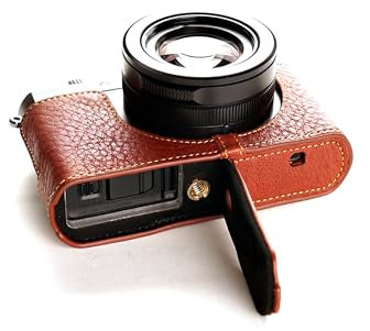 TP handgemachte echte reale lederne Halb Kamera Tasche Abdeckung für Leica D-LUX Typ 109 Brown Bodenöffnung Version