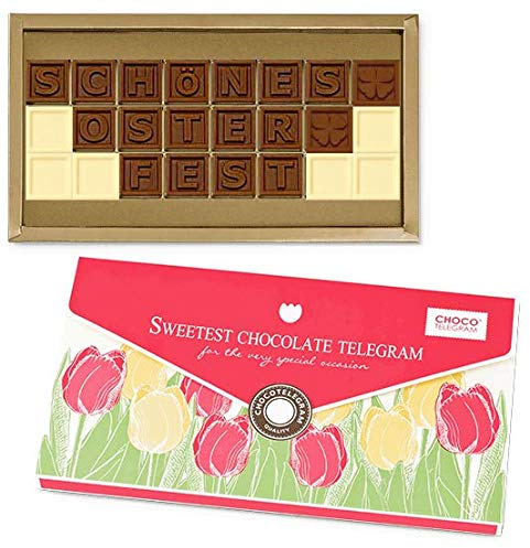 SCHÖNES OSTERFEST - ChocoTelegram | Geschenkidee | Schokolade | Ostern | Ostergruß | Osterschokolade | Schokoladennachricht | Osternest | Grußkarte | Osterwünsche | Erwachsene | Kinder | Ostergeschenk