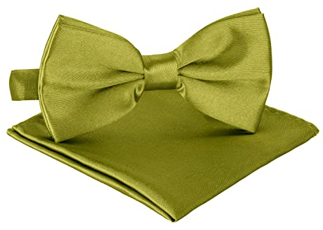 BomGuard pajarita hombre mujer juventil + pañuelo de bolsillo, verde olivia