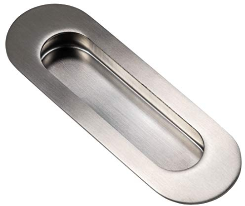 Gedotec Möbelgriff rund Schiebetürgriff Edelstahl Muschelgriff verdeckt zum Kleben - Madrid | Griffschale 120 x 40 mm | Einlassgriff ohne Anschraublöcher | 1 Stück - Design Schiebetür-Muschel Oval