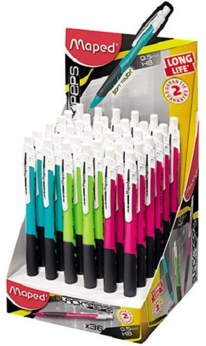 Maped long life – Porte-mines, 0.5 mm, 36 pièces, multicolore