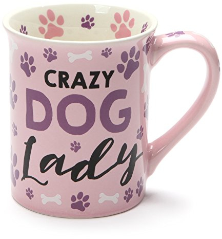 Crazy Dog Lady Kaffeetasse mit Pfotenabdrücken, 425 ml, Keramik