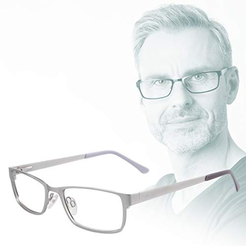 Edison & King Lesebrille Elements aus Metall, in 6 Farben, mit Premium Gläsern (silber, +3,00 dpt)