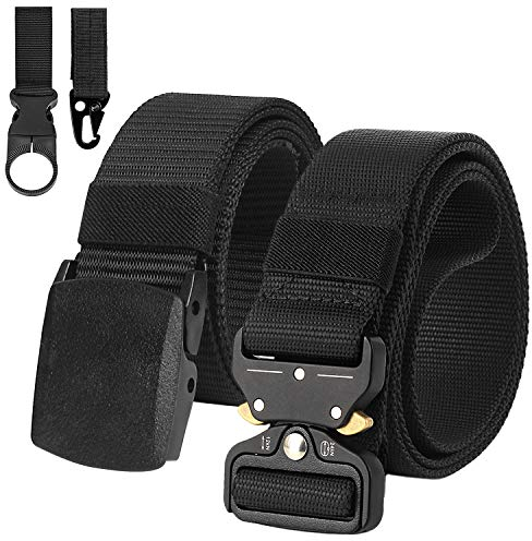 Justay 2er Herren Taktischer Gürtel, Schwerlast Militär Canvas Belt, stufenlos verstellbarer Stoffgürtel, Schnellverschluss Metallschnalle Kunststoff Klappschnalle MEHRWEG