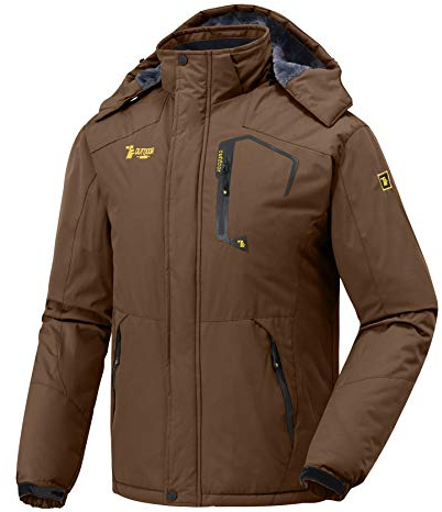 donhobo Herren wasserdichte Wanderjacke Regenjacken Outdoor Funktionsjacke mit Kapuze Windbreaker Full Zip Winddicht Mantel Jacke für Camping Ski Sports Freizeitjacke Braun 2XL