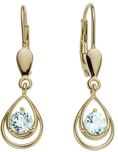 Jobo Damen Ohrhänger Tropfen 585 Gold Gelbgold 2 Blautopase hellblau blau