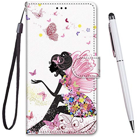 TOUCASA Coque pour Honor 7X,Housse Honor 7X,Coque Cuir PU Portefeuille à Aimant Colourful Design Coque Rabat Portefeuille [Créatif Peint] Étui pour Huawei Honor 7X-Papillon Fille