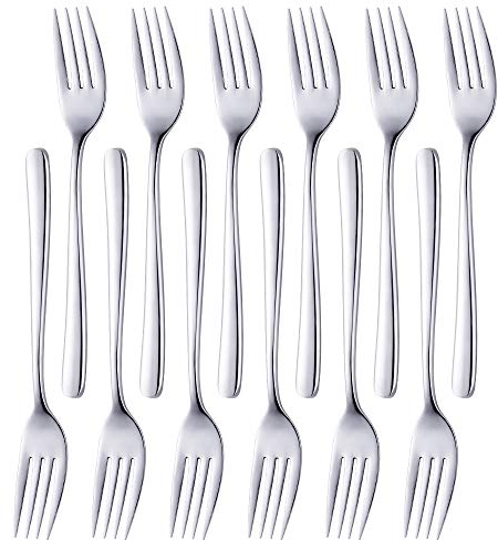 SUNSENGEUR 12 Piece Stainless Steel Dinner Forks Set Stainless Steel Table Forks Heavy Duty and Mirror Polishing, 7.6 Inches,Ideal for Wedding Festival Party Home Kitchen, Dishwasher Safe-Silver