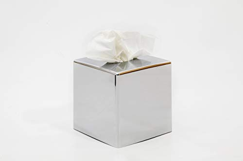 G.V.R. Aufbewahrungsbox und Spender für Taschentücher, hergestellt in Italien, aus recyclebarem ABS, erhältlich in verschiedenen Farben, Wohnzimmer, Hotel und Zuhause. (Chrom-Würfel)