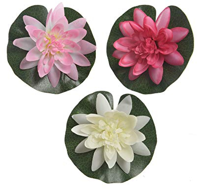 Kunstblumen Lotus 13cm x 1 Stück Sortiert in weiß rosa oder pink - schwimmende Seerose - künstliche Teichpflanzen