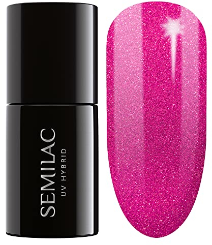 Semilac UV Nagellack Hybrid 348 Charming Ruby Glitter 7ml Kollektion Valentines