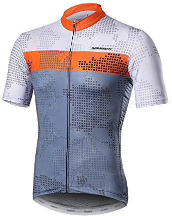 BERGRISAR Kurzarm Fahrradtrikot Herren Radtrikot mit Reißverschluss Taschen Trikots für MTB Mountainbike, Orange, XX-Large