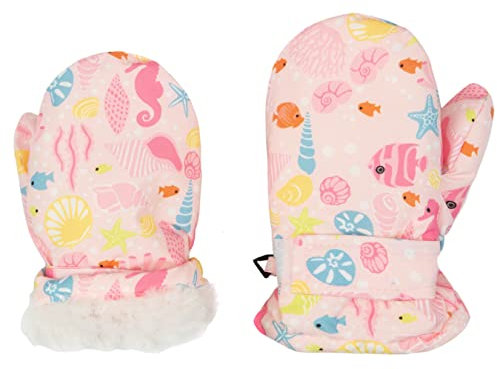 FORUHOO Kinder Handschuhe Wasserdicht mit Fleece Fäustlinge für Unisex Baby Winter(Kurz: Rose,S)