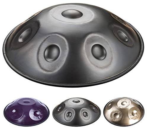OUUUKL Handpan Steel Drums, Musikinstrument, Drum Instrument Erwachsene 6 Noten (G3 C4 D4 F4 G4 E4) 18 Zoll Musikhandpan für Musikbegeisterte, Klangtherapie, Meditation und Yoga, Black Gray, 10 Notes