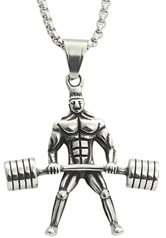 HCMA Gewichtheben Fitness Bodybuilding Herren Halsketten Anhänger für Jungen Männlich Titan Stahl Hip Hop Rock Schmuck Kreativität Geschenk