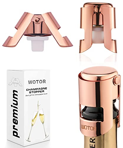 WOTOR 3 Stück Sektverschluss Edelstahl Sektflaschenverschluß Wiederverwendbar Champagner Verschluss sektverschluss Flaschenverschluss Auslaufsicher hält frisch (Roségold)