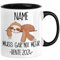Rente Geschenk Tasse Abschied Personalisiertes Abschiedsgeschenk Rentner 2025 Ruhestand Rentnerin Lustiger Spruch (Schwarz)