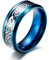 Bishilin Blau Ring Personalisiert, Herren Ringe Edelstahl Drache mit Kohlefaser 8MM Freundschaftsringe Männer Ringe in Bijouterie Gr.67 (21.3)