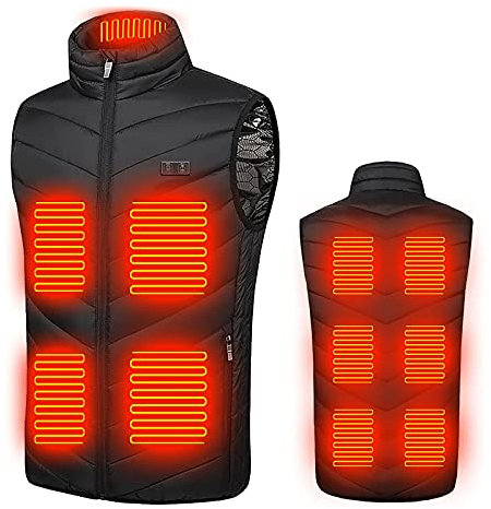 Yolimok Heated Gilet for Mens Womens UK Fleece Heated Body Warmers USB Charging Heated Vest 11 Zones Heated Vest Jacket Unisex Outerwear Keep Warm in Winter Outdoor (Without Power Bank)