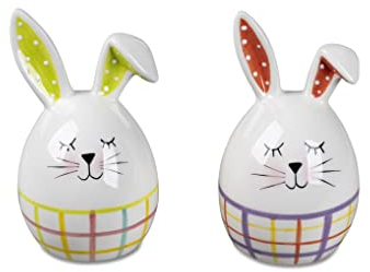 formano Geschenke und Dekoration zu Ostern- 1 Stück lustiger Hase als Osterei 11cm handbemalt Osterhase,Auswahl nach Verfügbarkeit