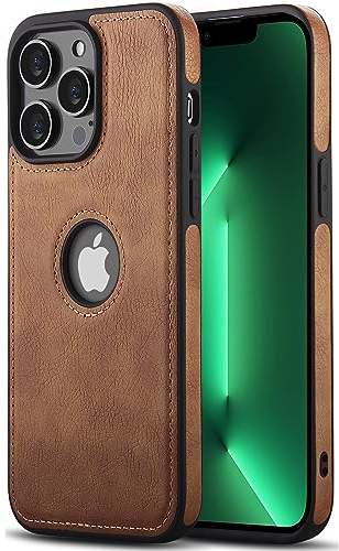 AIOVETEAB Cover Compatibile con iPhone 13 Pro Max,PU Pelle Premium Custodia Slim Sottile Retrò Business Flessibile Antigraffio Case Posteriore Protettiva Per iPhone 13 Pro Max (Marrone)