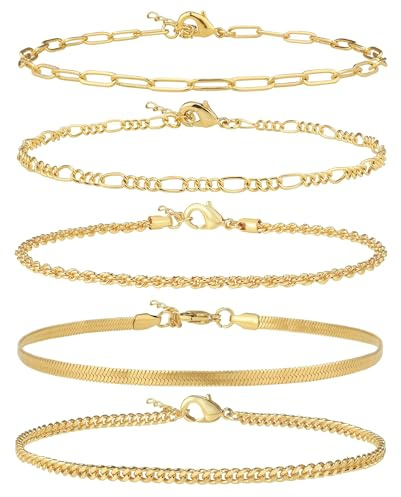 AOZEL Ankle Bracelets for Women Gold Anklets Bracelet for Women Waterproof Beach Summer Jewelry Non Tarnish Mothers Day Gifts for Mom