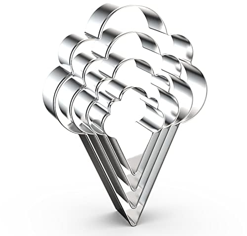 Ice Cream Cone Cookie Cutter Set in Assorted Large Sizes - 5, 4, 3, 2 - 4 Piece - Stainless Steel