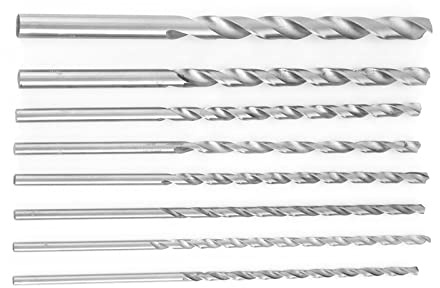Hochgeschwindigkeits-Stahlbohrer 8 Stück 200 Mm Extra Langes Spiralbohrerwerkzeug - 4 Mm, 4,2 Mm, 4,5 Mm, 5 Mm, 5,2 Mm, 6 Mm, 8 Mm, 10 Mm Durchmesser für die Meisten Bohrarbeiten